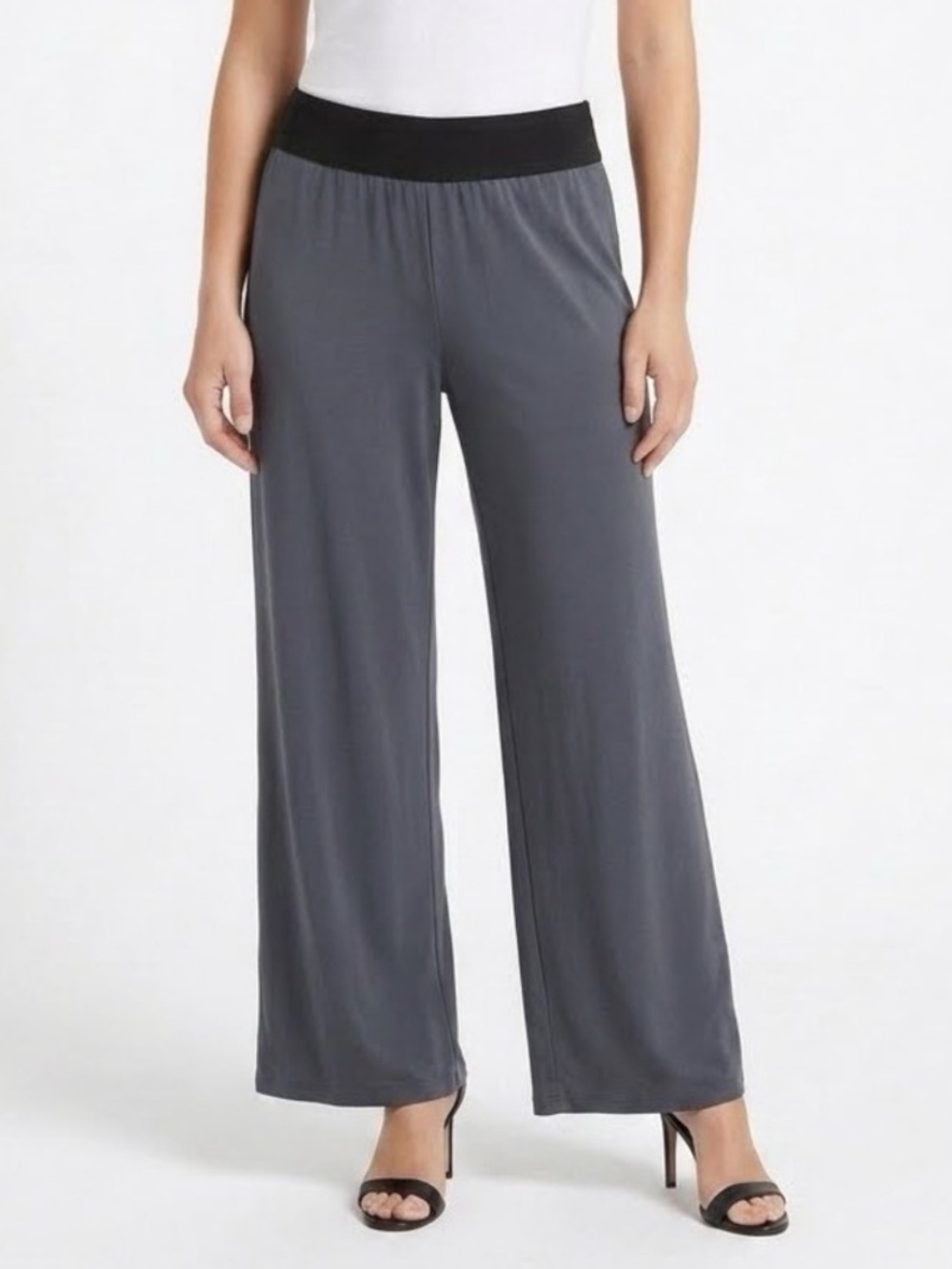 ALFANI Wide-Leg Pull-On Knit Pants Gray PS SP Petite Small $70